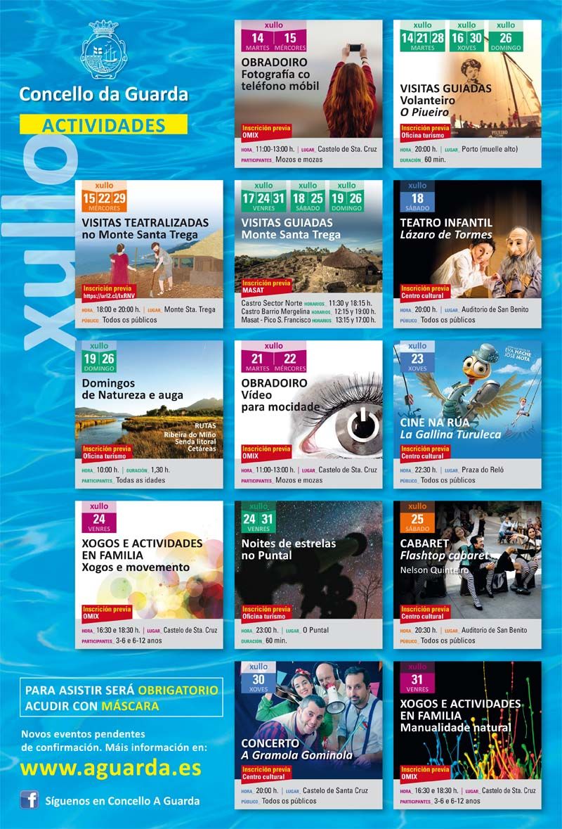 Continúa la programación de verano en A Guarda con cine, visitas guiadas, actividades en familia y mucho más