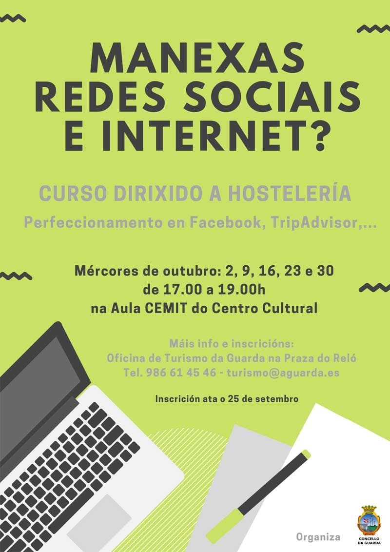 A Guarda oferta un nuevo curso de formación para la gestión de hostelería y alojamientos turísticos en la red