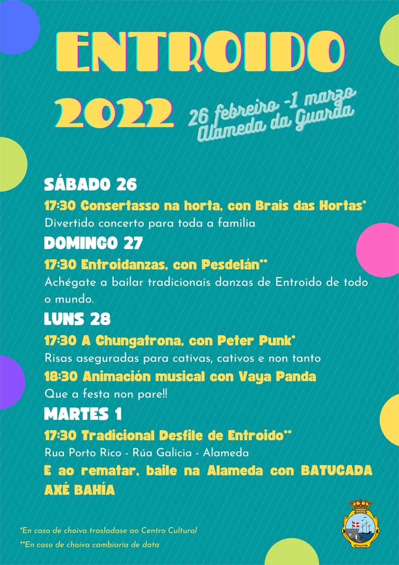 A Guarda celebrará  el Carnaval con programación en la Alameda y el tradicional Desfile del Martes de Carnaval