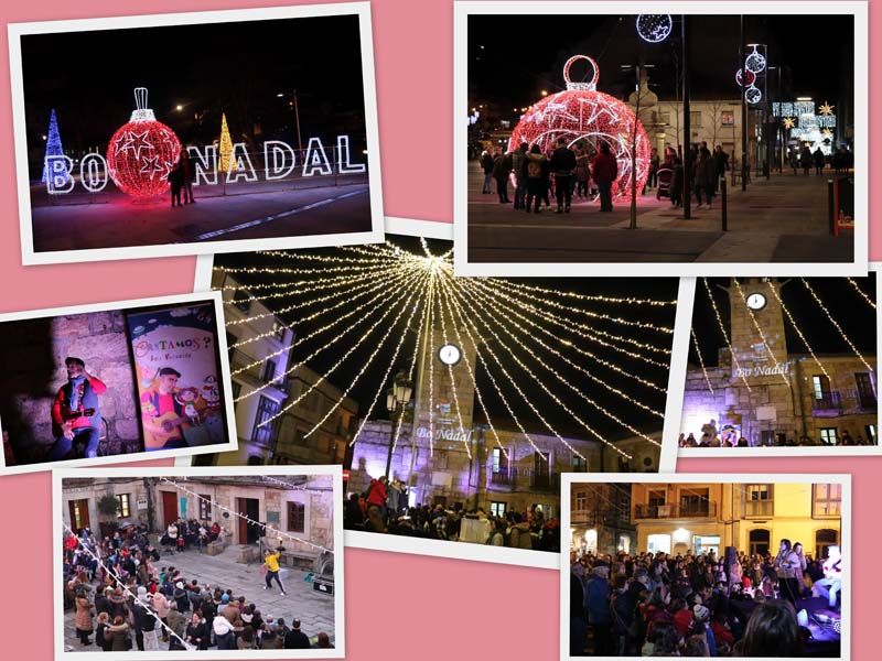 El encendido del alumbrado marcó este jueves el arranque de la programación de Navidad en A Guarda