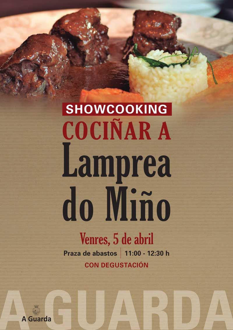 El próximo viernes día 5 de abril la Plaza de Abastos de A Guarda será el escenario para la realización de un Showcooking en el que un restaurador de la villa cocinará la lamprea del Río Miño elaborada con la receta tradicional “A la bordalesa”. También se elaborará otra receta especial con la lamprea para que los asistentes la degusten gratuitamente.