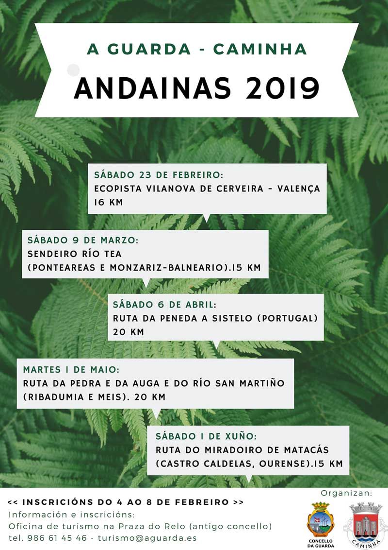 Nuevo calendario de Andainas organizadas por el Ayuntamiento de A Guarda y la Cámara Municipal de Caminha