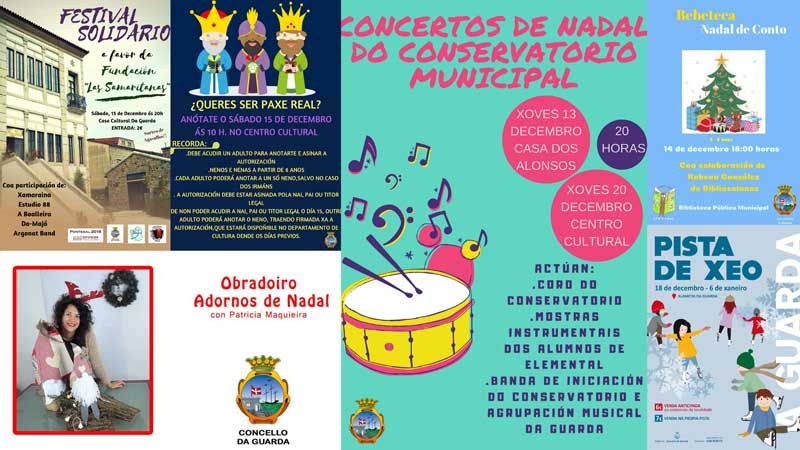 La Navidad llegó a A Guarda el pasado 5 de diciembre con el encendido de la iluminación de Navidad y continúa con una extensa y variada programación de actividades entre las que destacan teatro, animación musical por las calles, conciertos de “panxoliñas”, talleres de decoración, chocolatadas, pista de hielo, o la Cabalgata de Reyes. Hasta el 6 de Enero, A Guarda vivirá en la magia de la Navidad.