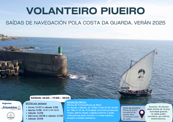 Navega por la costa de A Guarda a bordo del volanteiro Piueiro